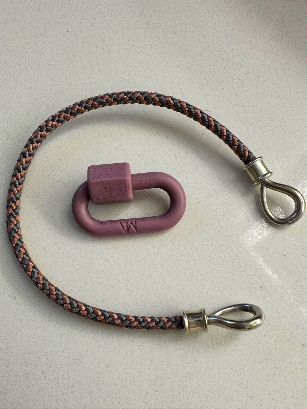 Marla Aaron
The String Project Bracelet with Silver Loops - Taffy Pink & Gray - Picture 5 of 6